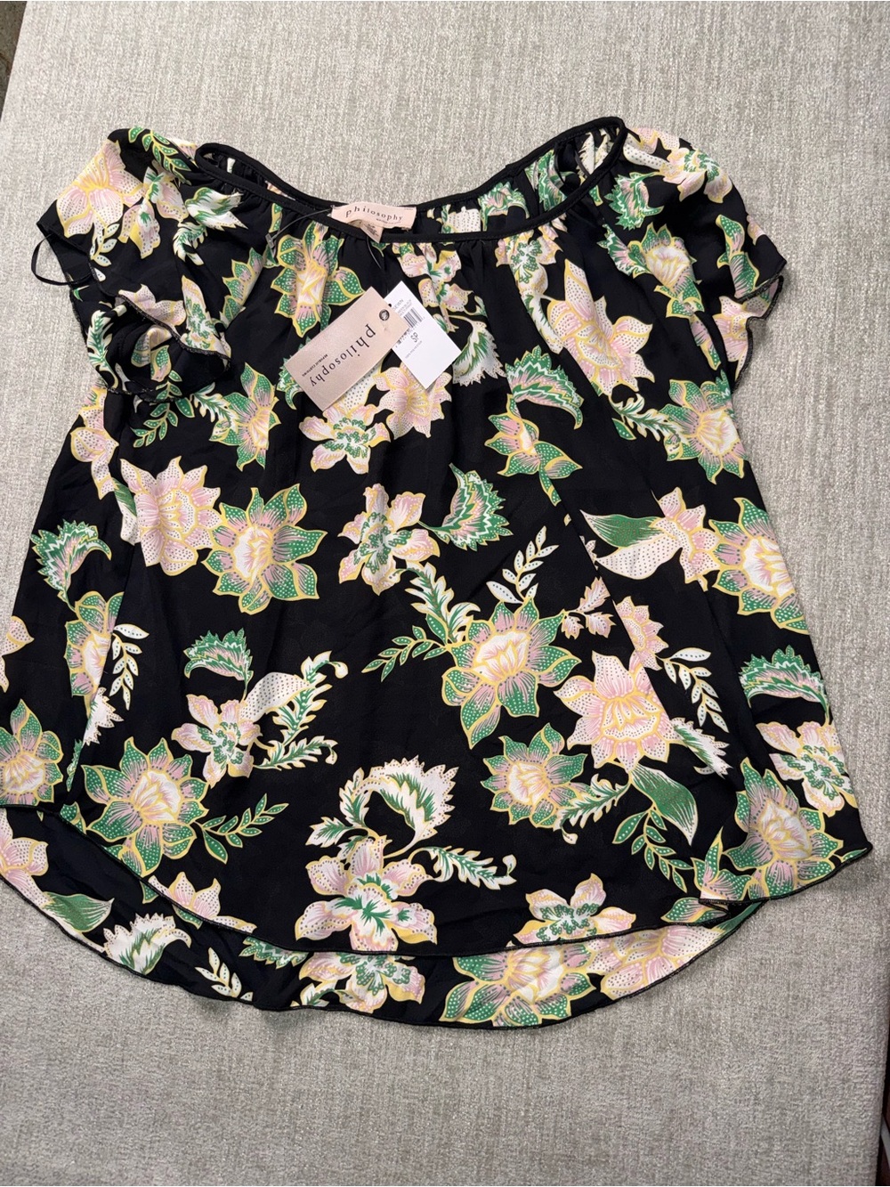 Philosophy Republic Clothing Floral Blouse Black Multi NWT S
